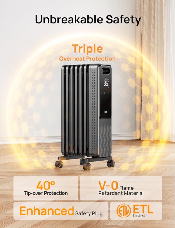 HeatLoom Oil-Filled Radiator Room Heater Modern Features - Image 6