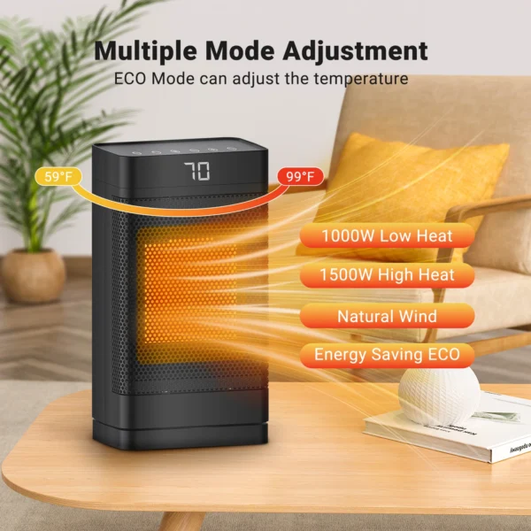 Indoor Space Heater ECO Thermostat and 70 °Swing - Image 3